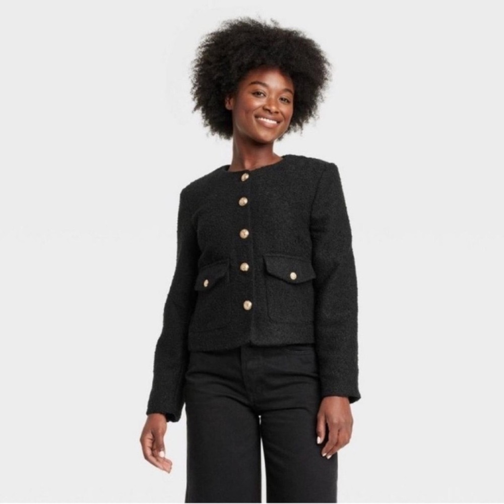 Universal Thread Black Teddy Jacket With Gold But… - image 1
